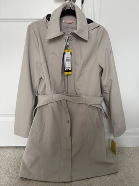 Calvin Klein Women's Beige Trench Coat with Belt